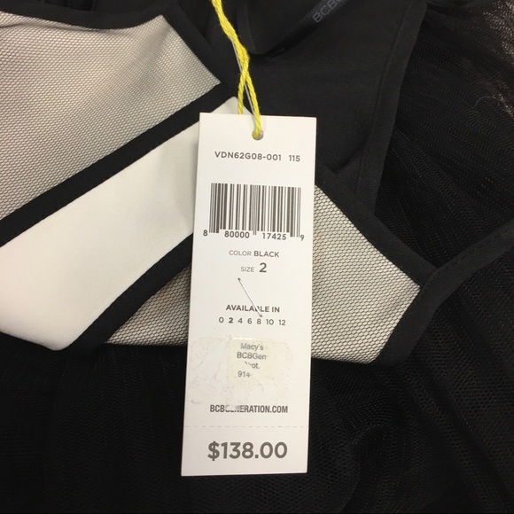 NWT BCBGenetation White Black Party Dress with Crinoline Mesh bottom Size 2 XS - Picture 4 of 5